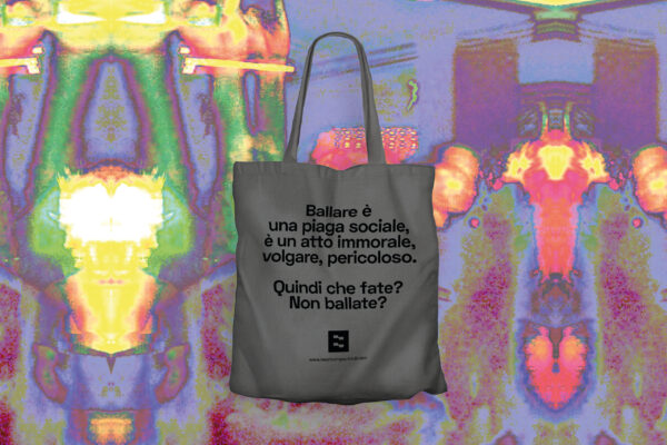 Tote bag grigia "Vietato Ballare" 100% cotone - immagine 2