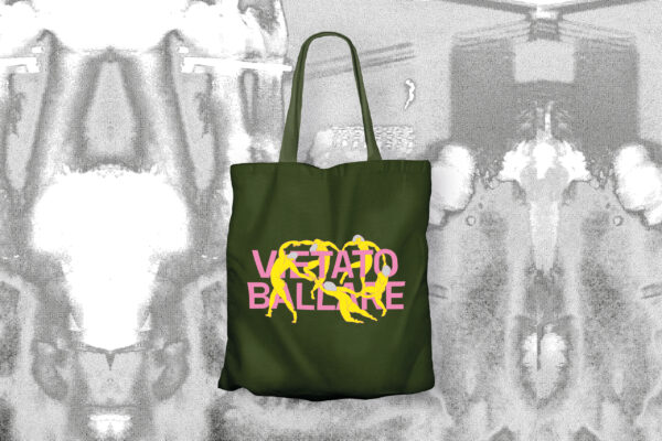 Tote bag verde oliva "Vietato Ballare" 100% cotone