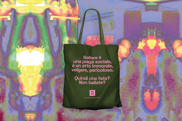Tote bag verde oliva "Vietato Ballare" 100% cotone - immagine 2
