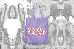 Tote bag viola "Vietato Ballare" 100% cotone