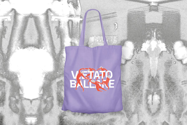 Tote bag viola "Vietato Ballare" 100% cotone