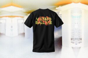 T-shirt MEET "Vietato Ballare" Nera con dettaglio rosso/giallo