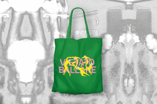 Tote bag verde "Vietato Ballare" 100% cotone